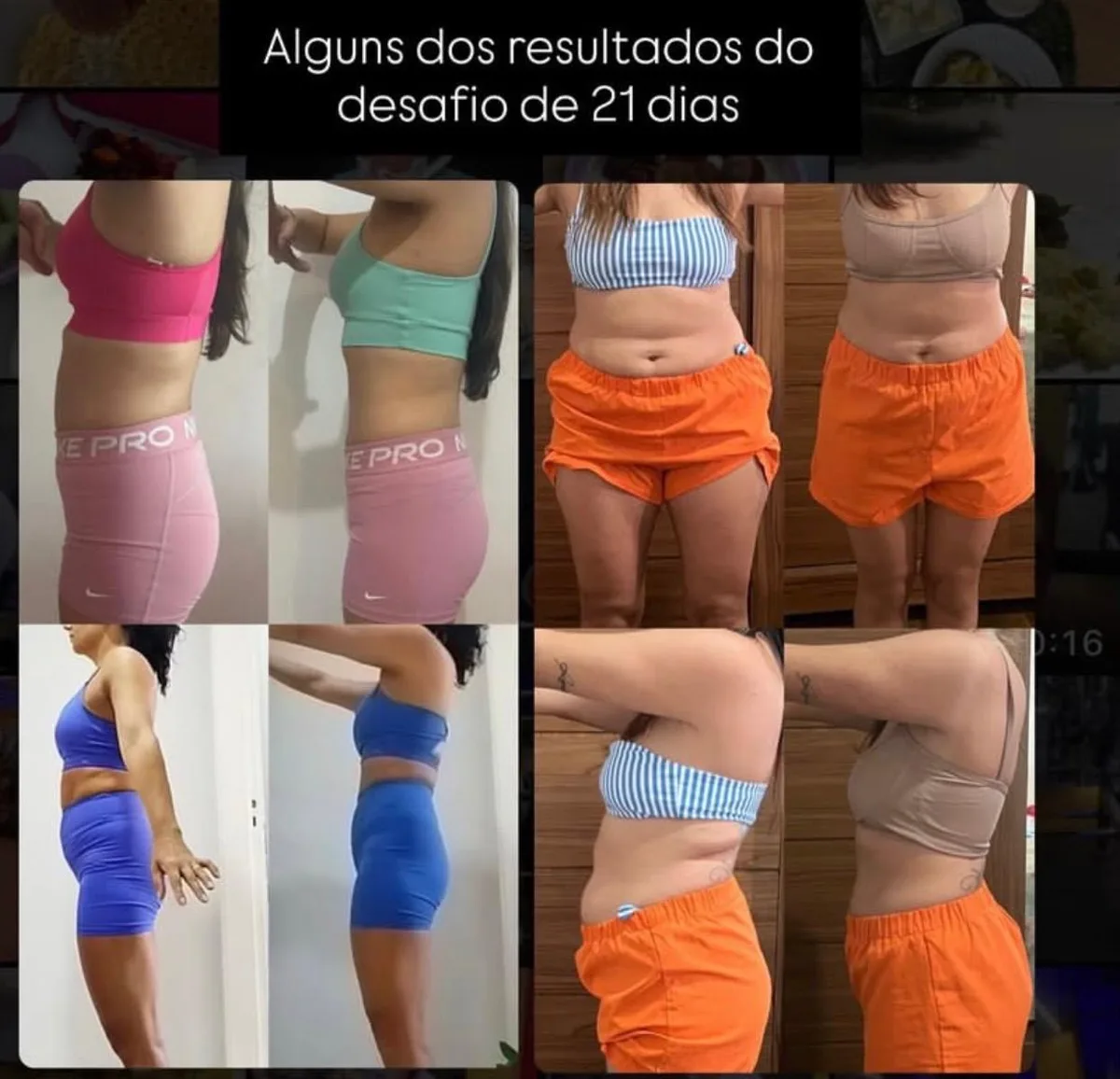 Fotos de antes e depois da aluna em terceiro lugar no desafio de 21 dias