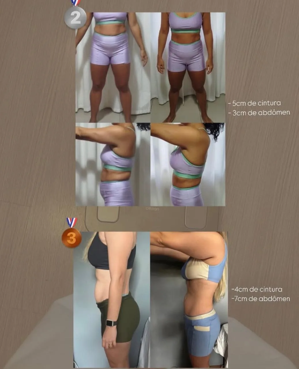 Fotos de antes e depois da aluna em segundo lugar no desafio de 21 dias